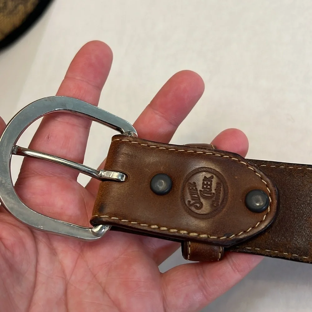 MENS SILVER CREEK WESTERN BROWN  LEATHER BELT 34